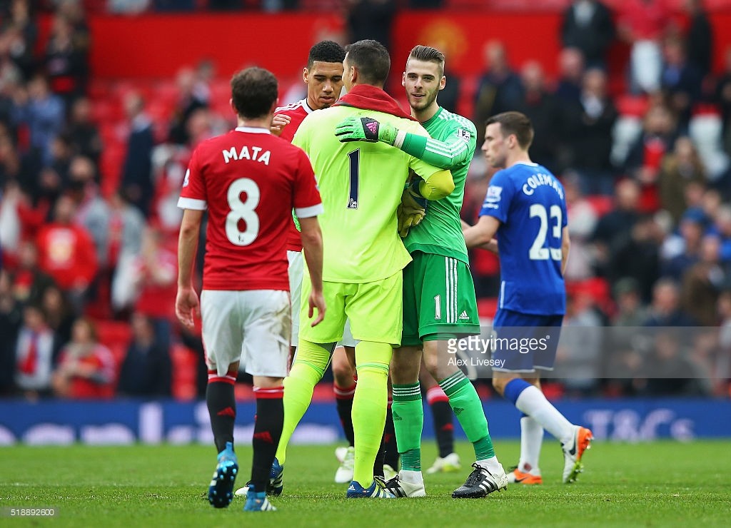 during the Barclays Premier League match between Manchester United and Everton at Old Trafford on April 3, 2016 in Manchester, England.