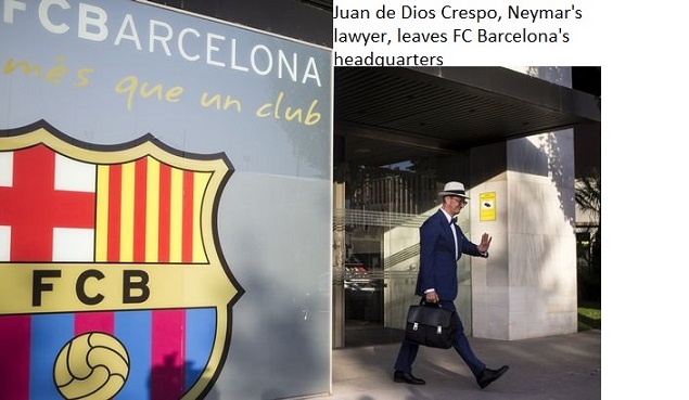 Juan de Dios Crespo, Neymar's lawyer, leaves FC Barcelona's headquarters